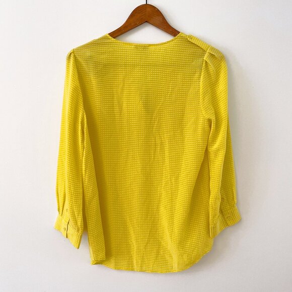 Joie 100% Silk Marlo Yellow & White Print Long Sleeve Blouse - Size S - Picture 4 of 5